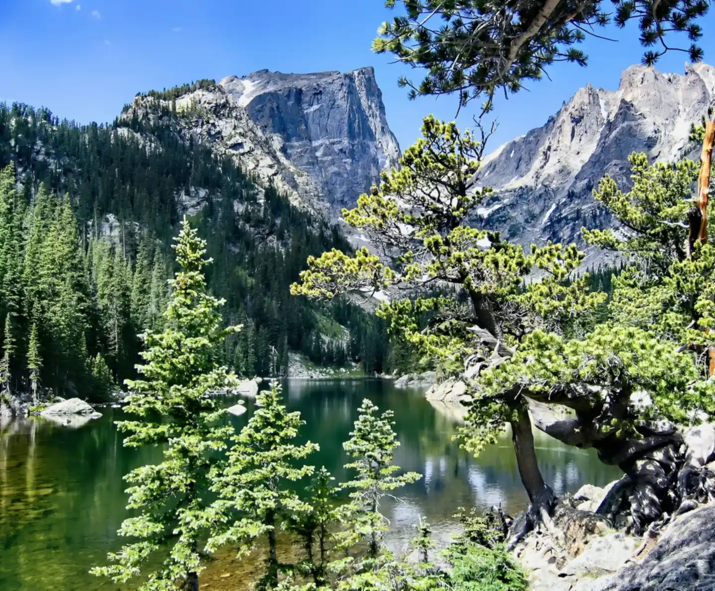 Alpine lake and granite peaks in the Colorado Rockies